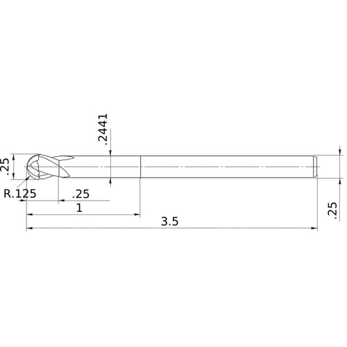 VF2XLBD1/4N4D CARBIDE ENDMILL