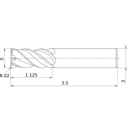 VQMHVRBD1/2R020 CARBIDE ENDMILL