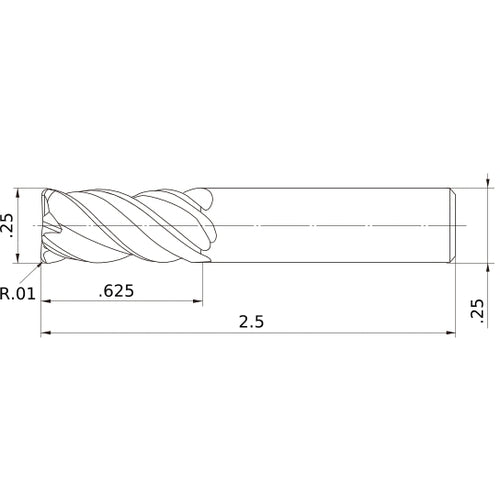 VQMHVRBD1/4R010 CARBIDE ENDMILL