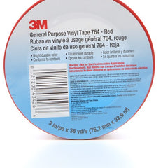 3M General Purpose Vinyl Tape 764 Red 3″ × 36 yd 5 mil Individually Wrapped Conveniently Packaged - Americas Industrial Supply
