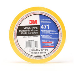 3M Vinyl Tape 471 Yellow 3/4″ × 36 yd 5.2 mil Individually Wrapped Conveniently Packaged - Americas Industrial Supply