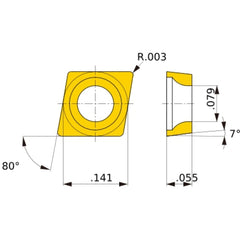 CCGT 3101 L-F MS6015, 0.08 Corner Radius, S1 Thick, 3.57 Inscribed Circle, Turning Indexable Insert