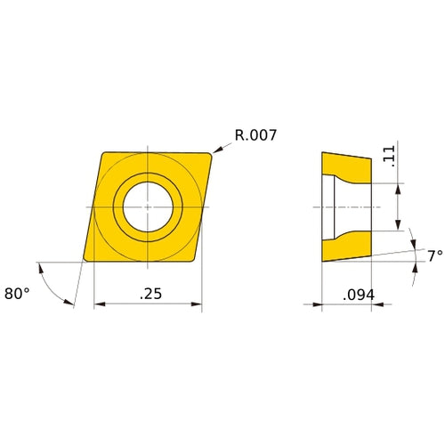 CCGT 21.50.5 L-SS MS6015, 0.008″ Corner Radius, 3/32″ Thick, 1/4″ Inscribed Circle, Turning Indexable Insert