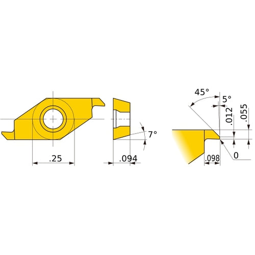 CSVT 14 B VP15KZ, 2.38 mm Thick, 6.35 mm Inscribed Circle, Turning Indexable Insert