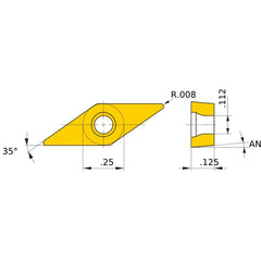 VBGW 220.5 flat_top BC8120, 0.2 mm Corner Radius, 3.18 mm Thick, 6.35 mm Inscribed Circle, Turning Indexable Insert
