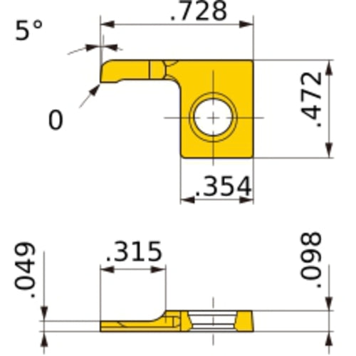 SBAT 308000 B VP15KZ, 2.5 mm Thick, Turning Indexable Insert