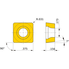 SCMT 32.52 standard US735, 0.8 mm Corner Radius, 3.97 mm Thick, 9.525 mm Inscribed Circle, Turning Indexable Insert