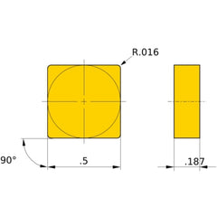 SNG 31 flat_top HTi10, 1/64″ Corner Radius, 3/16″ Thick, 1/2″ Inscribed Circle, Turning Indexable Insert