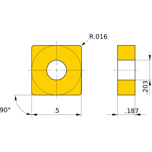 SNMG 431 GK MC5005, 1/64″ Corner Radius, 3/16″ Thick, 1/2″ Inscribed Circle, Turning Indexable Insert