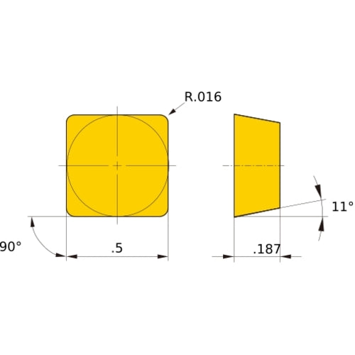 SPGN 431 flat_top HTi10, 0.4 mm Corner Radius, 4.76 mm Thick, 12.7 mm Inscribed Circle, Turning Indexable Insert