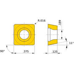 SPGX 321 flat_top HTi10, 1/64″ Corner Radius, 1/8″ Thick, 3/8″ Inscribed Circle, Turning Indexable Insert
