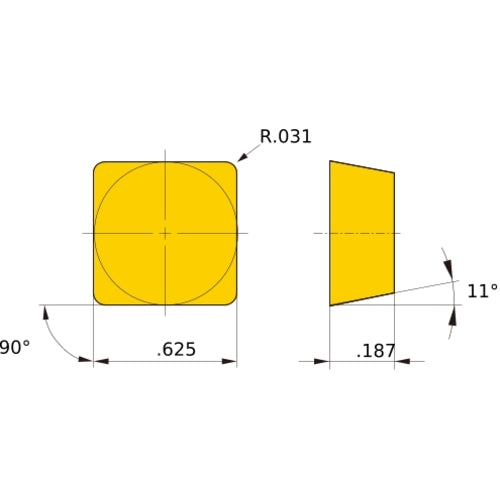 SPMN 532 flat_top UTi20T, 1/32″ Corner Radius, 3/16″ Thick, 1/2″ Inscribed Circle, Turning Indexable Insert