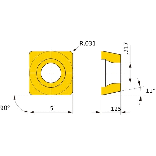 SPMT 422 standard UTi20T, 1/32″ Corner Radius, 1/8″ Thick, 1/2″ Inscribed Circle, Turning Indexable Insert