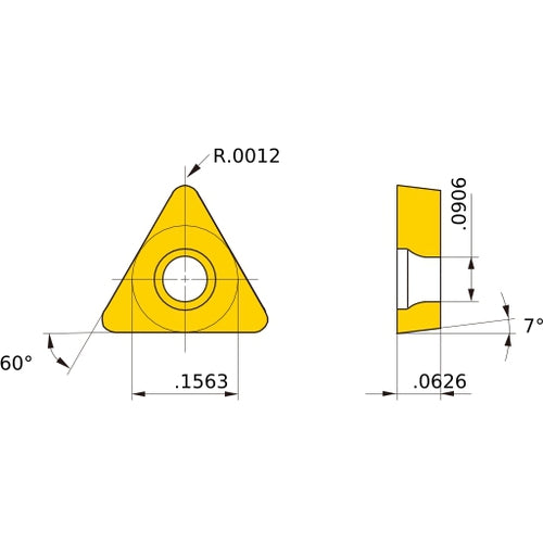 TCGT 1.21 L-F NX2525, 0.03 Corner Radius, 1/16″ Thick, 3.97 Inscribed Circle, Turning Indexable Insert