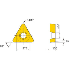 TCMT 32.53 MK MC5005, 1.2 mm Corner Radius, 3.97 mm Thick, 9.525 mm Inscribed Circle, Turning Indexable Insert