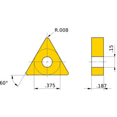 TNGA 330.5 flat_top HTi10, 0.2 Corner Radius, 3/16″ Thick, 3/8″ Inscribed Circle, Turning Indexable Insert