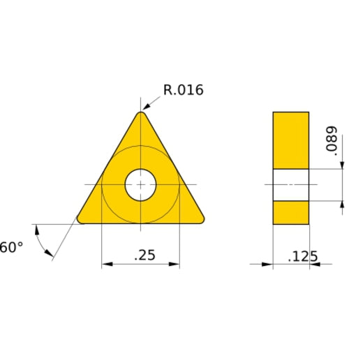 TNMG 221 standard MC6025, 0.4 mm Corner Radius, 3.18 mm Thick, 6.35 mm Inscribed Circle, Turning Indexable Insert