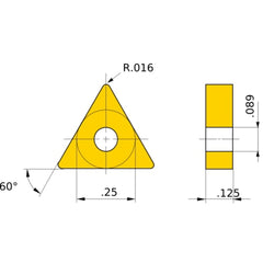 TNMG 221 standard MC6025, 0.4 mm Corner Radius, 3.18 mm Thick, 6.35 mm Inscribed Circle, Turning Indexable Insert