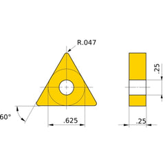 TNMG 543 standard UTi20T, 1.2 mm Corner Radius, 6.35 mm Thick, 15.875 mm Inscribed Circle, Turning Indexable Insert