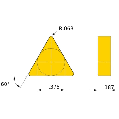TNMN 334 flat_top MC5005, 1.6 mm Corner Radius, 4.76 mm Thick, 9.525 mm Inscribed Circle, Turning Indexable Insert