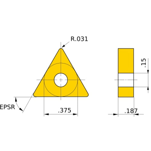 TNMX 332 SW MC6015, 0.8 mm Corner Radius, 4.76 mm Thick, 9.525 mm Inscribed Circle, Turning Indexable Insert