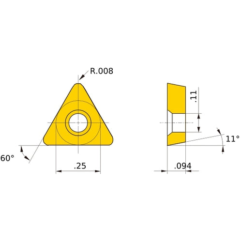 TPMT 21.50.5 SQ UE6110, 0.2 mm Corner Radius, 2.38 mm Thick, 6.35 mm Inscribed Circle, Turning Indexable Insert