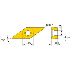 VCGT 220.5 LS MP9015, 0.008″ Corner Radius, 1/8″ Thick, 1/4″ Inscribed Circle, Turning Indexable Insert