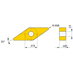 VNGG 330.5 L-F NX3035, 0.2 mm Corner Radius, 4.76 mm Thick, 9.525 mm Inscribed Circle, Turning Indexable Insert