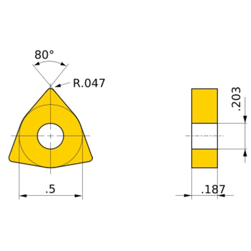 WNMG 433 LP UE6105, 1.2 mm Corner Radius, 4.76 mm Thick, 12.7 mm Inscribed Circle, Turning Indexable Insert