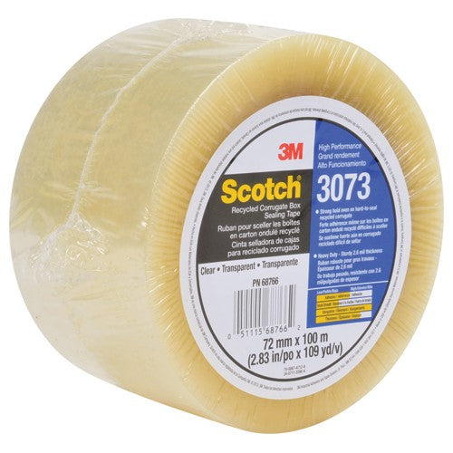 Scotch Recycled Corrugate Box Sealing Tape 3073 Clear 72 mm × 100 m - Americas Industrial Supply