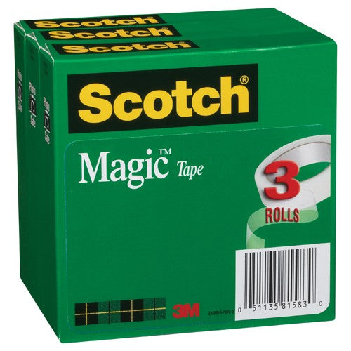‎Scotch Magic Invisible Tape 810-3PK 3/4″ × 36 yd × 0″ (19 mm × 32 9 m) - Americas Industrial Supply