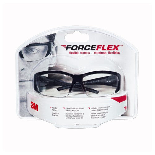 3M ForceFlex Eyewear 92232H1-DC Black Clear Lens Anti-Scratch - Americas Industrial Supply