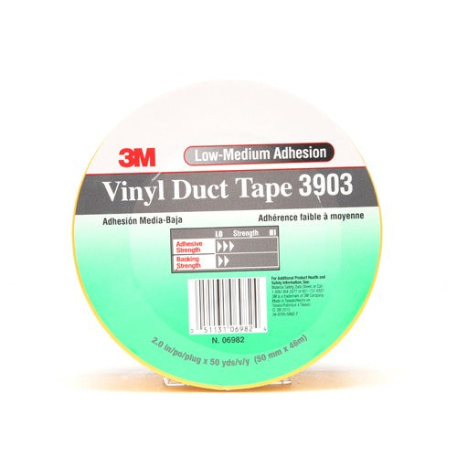 3M Vinyl Duct Tape 3903 Yellow 2″ × 50 yd 6.5 mil 2 Individually Wrapped Conveniently Packaged - Americas Industrial Supply