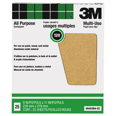 3M Pro-Pak Aluminum Oxide Sheets for Paint and Rust Removal 9″ × 11″ 120 grit Open Stock - Americas Industrial Supply