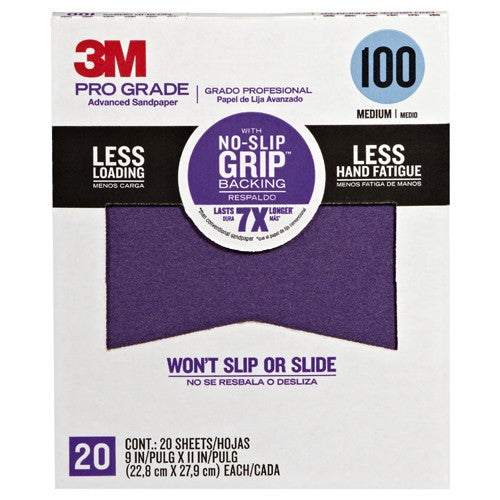 ‎3M Pro Grade Precision Faster Sanding Sanding Sheets 100 grit Medium 27100TRI-20 9″ × 11″ - Americas Industrial Supply