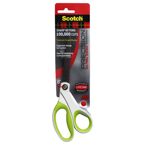Scotch Precision Ultra Edge 8″ Bent Scissor 1458TBG Green - Americas Industrial Supply