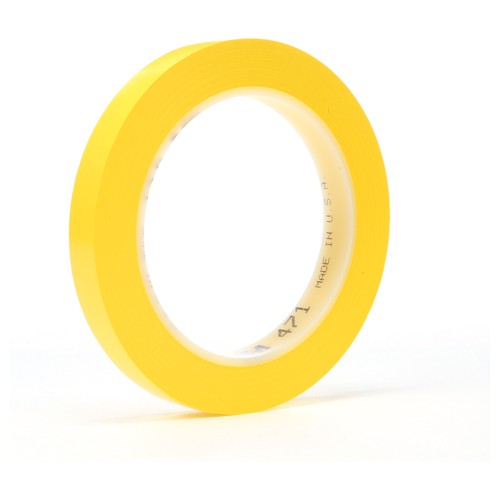 3M Vinyl Tape 471 Yellow 1/2″ × 36 yd 5.2 mil - Americas Industrial Supply